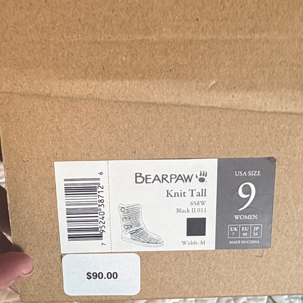 BearPaw Black Knit Tall Winter Boots Size 9 - Picture 9 of 11